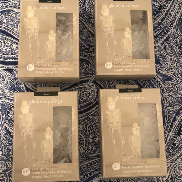 Pier 1 Halloween Skeleton Glimmer Strings Lights 10’ 7 in 1 Function Glam - Picture 3 of 15